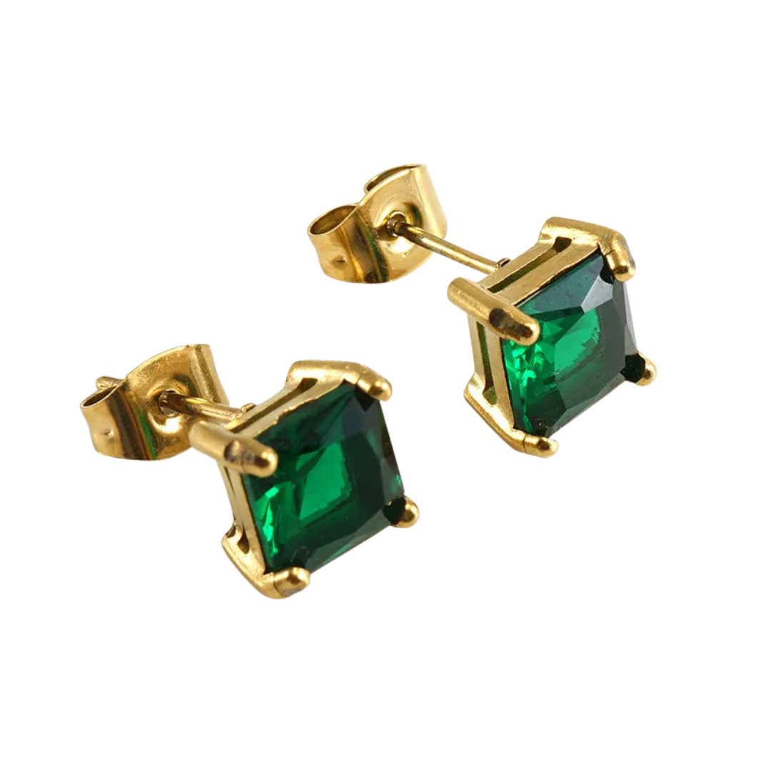 812 "MATILDE VERDE" Aretes dorados