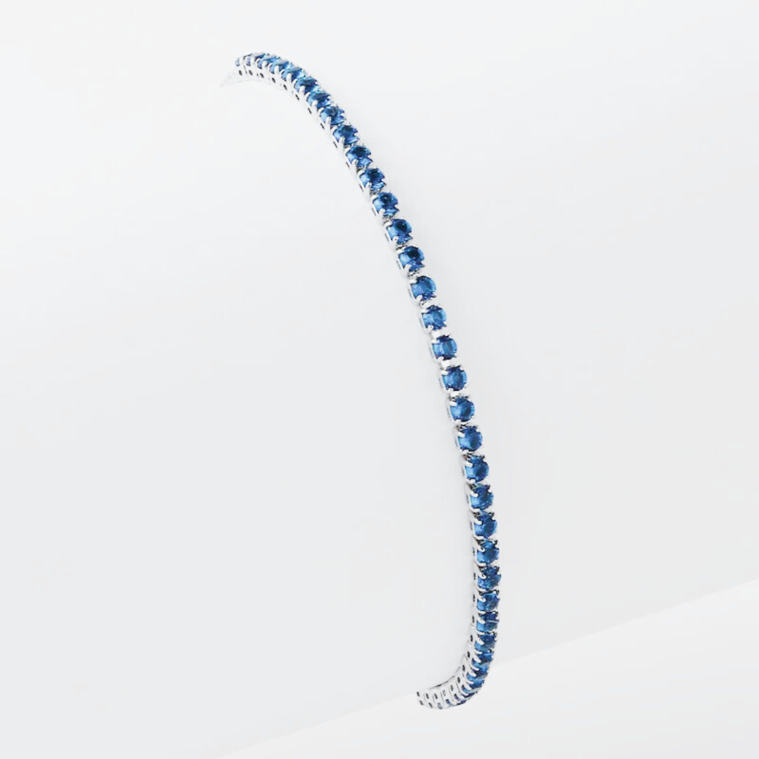 772 "IRENE AZUL" Pulsera plateada