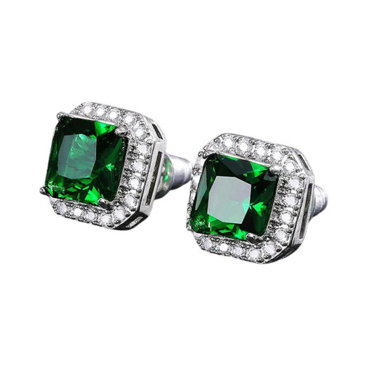 829 "FATIMA VERDE" ARETES PLATEADOS