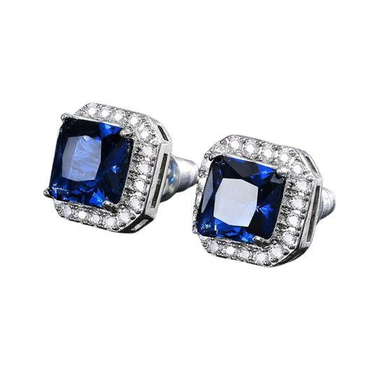 824 "FATIMA AZUL" ARETES PLATEADOS