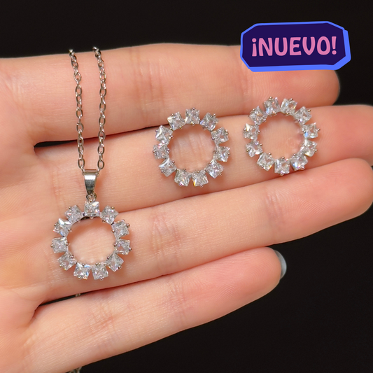 "EDITH" Juego de joyeria plateado