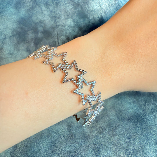 605 “ESTRELLAS” Brazalete plateado