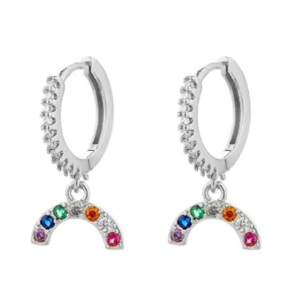 "ARCOIRIS" aretes plateados